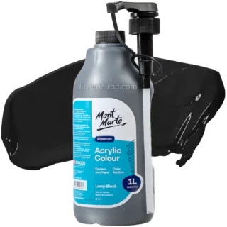Pintura Acrílica Mont Marte Signature, Botella de 1 Litro, (1000 ml), Negro de Lámpara