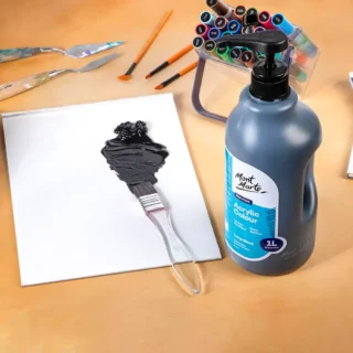 Pintura Acrilica Mont Marte Signature Botella de 1 Litro 1000 ml Negro de Lampara Uso Librería IRBE Cochabamba Bolivia