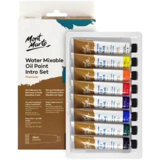 Pintura al Óleo Mezclable con Agua, Mont Marte Premium, con 8 Colores en Tubos de 18 ml