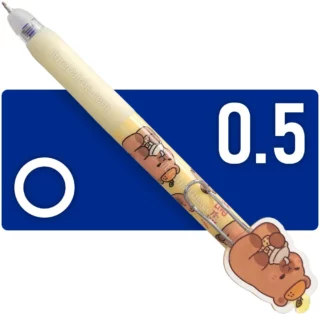 Bolígrafo, Micropunta de Tinta Gel Borrable, Retráctil, Punta Fina de 0.5 mm, Tinta Azul, Capibara