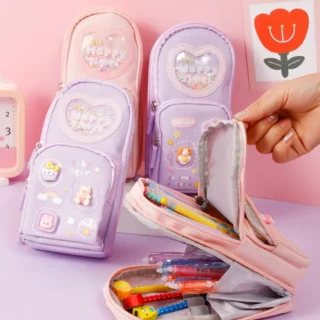 Estuchera de 3 Compartimientos, con Cierres, Tipo Mochila, Vista