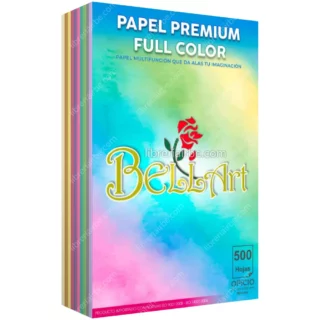 Papel Bond Multicolor, Tamaño Oficio, 80 g-m², Bellart, Paquete de 500 Hojas en 10 Colores Pastel