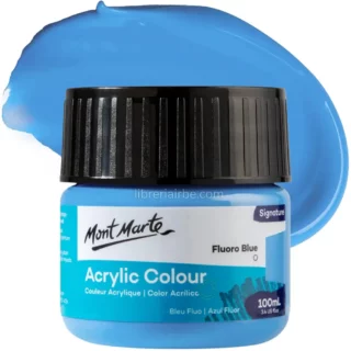 Pintura Acrílica Mont Marte Signature, Bote de 100 ml, Fluoro Blue, Azul Fluorescente