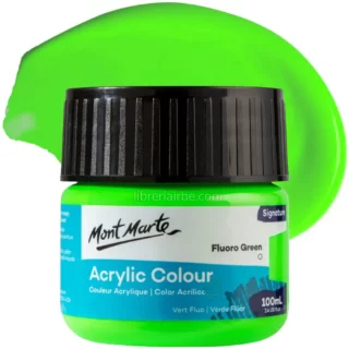 Pintura Acrílica Mont Marte Signature, Bote de 100 ml, Fluoro Green, Verde Fluorescente