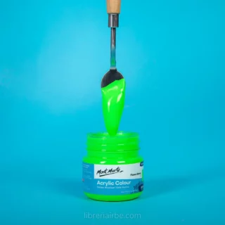 Pintura Acrilica Mont Marte Signature Bote de 100 ml Fluoro Green Verde Fluorescente Vista Librería IRBE Cochabamba Bolivia