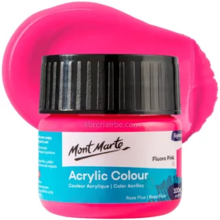 Pintura Acrílica Mont Marte Signature, Bote de 100 ml, Fluoro Pink, Rosa Fluorescente