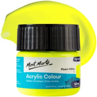 Pintura Acrílica Mont Marte Signature, Bote de 100 ml, Fluoro Yellow, Amarillo Fluorescente