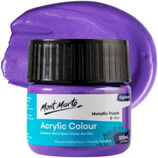Pintura Acrílica Mont Marte Signature, Bote de 100 ml, Metallic Purple (Morado Metálico)
