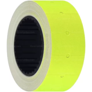 Etiquetas Autoadhesivas para Pistola de Precios, 20 x 11 mm, Rollo de 500 Piezas, Amarillo