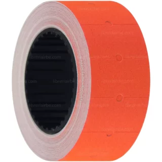 Etiquetas Autoadhesivas para Pistola de Precios, 20 x 11 mm, Rollo de 500 Piezas, Naranja