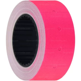 Etiquetas Autoadhesivas para Pistola de Precios, 20 x 11 mm, Rollo de 500 Piezas, Rosa Fluorescente