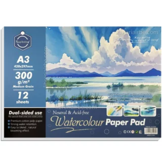 Papel para Pintar con Acuarelas, Keep Smiling, Bloc con 12 Hojas de 300 g-m², Tamaño A3