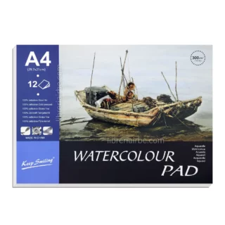 Papel para Pintar con Acuarelas, Keep Smiling, Bloc con 12 Hojas de 300 g-m², Tamaño A4