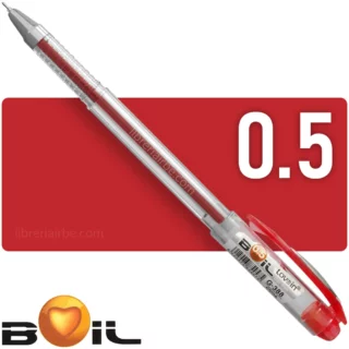 Bolígrafo, Micropunta de Tinta Gel, Punta Fina de 0.5 mm, BOIL, Lovein, Rojo