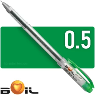 Bolígrafo, Micropunta de Tinta Gel, Punta Fina de 0.5 mm, BOIL, Lovein, Verde