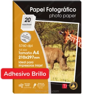 Papel Fotográfico, Autoadhesivo, Brillante (Glossy), Tamaño A4, para Imprimir, 135 g-m², Paquete de