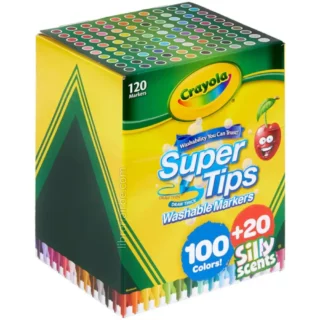 Marcadores Crayola Super Tips, Lavables, Punta Cónica, Caja de 100 Colores + 20 Silly Scents