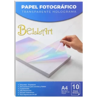 Papel Fotográfico, Autoadhesivo, Transparente, Holográfico, Tamaño A4, para Imprimir, Bellart