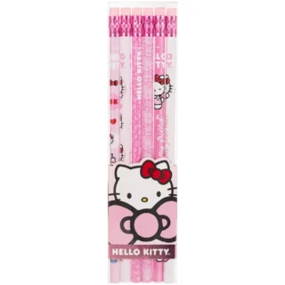 Lápices de Grafito, HB, Hello Kitty, Mooving at Work, Color Negro, Redondo, Set de 6 Piezas