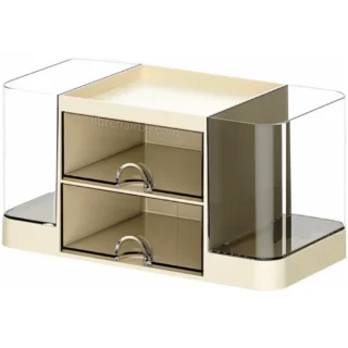 Organizador de Acrílico, para Escritorio, con 2 Gavetas, 3 Divisiones, MaxOffice, JW2060