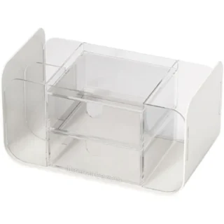 Organizador de Acrílico, para Escritorio, con 2 Gavetas, 4 Divisiones, MaxOffice, QY7164