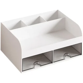 Organizador de Acrílico, para Escritorio, con 2 Gavetas, 4 Divisiones, MaxOffice, WX-3508