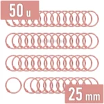 Anillo de Metal, Argolla Metálica para Encuadernar, Bolsa de 50 Piezas, Diámetro de 25 mm, Oro Rosa