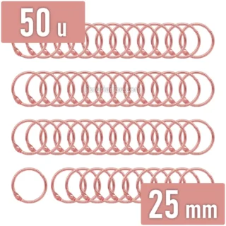 Anillo de Metal, Argolla Metálica para Encuadernar, Bolsa de 50 Piezas, Diámetro de 25 mm, Oro Rosa