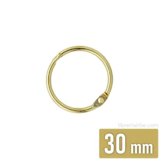 Anillo de Metal, Argolla Metálica para Encuadernar, Diámetro de 30 mm, Dorado