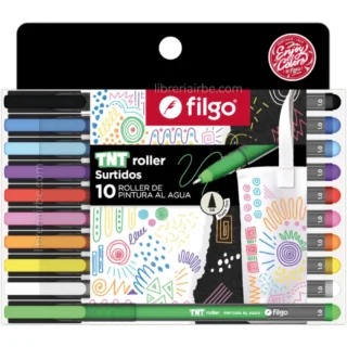 Bolígrafo, Micropunta de Pintura al Agua, Punta de 1.0 mm, Filgo TNT Roller, Set de 10 Colores