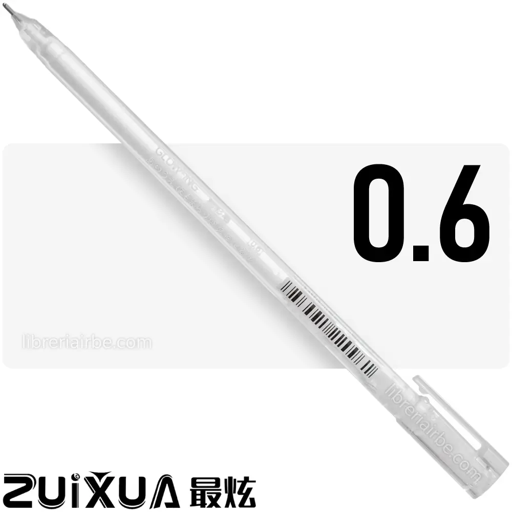 Bolígrafo, Micropunta de Tinta Gel Metálica, Punta de 0.6 mm, ZUIXUA, Blanco