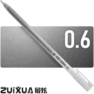 Bolígrafo, Micropunta de Tinta Gel Metálica, Punta de 0.6 mm, ZUIXUA, Plateado