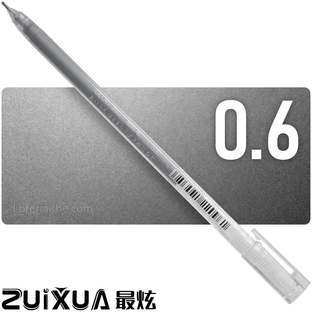 Bolígrafo, Micropunta de Tinta Gel Metálica, Punta de 0.6 mm, ZUIXUA, Plateado