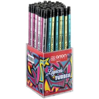 Lápiz Negro, de Grafito HB, Orion Turbix, Triangular, con Goma, Set de 72 Piezas, con Portalápices
