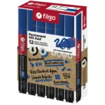 Marcador Permanente Filgo 051, Punta Redonda de 1-2 mm, Caja de 12 Piezas, Azul