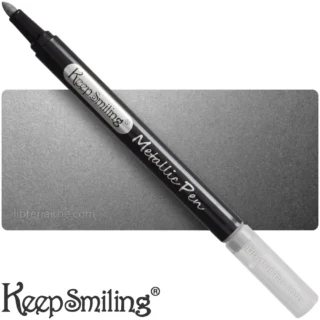 Marcador de Tinta Metalizada, Keep Smiling, Punta Redonda, Plateado