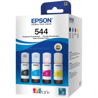 Tinta Original para Impresora EPSON 544 ecotank, Botella de 65 ml, Paquete de 4 Colores